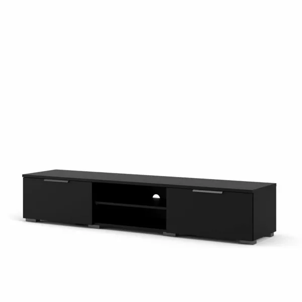 TVILUM Match TV-bord, m. 1 hylde og 2 skuffer - sort folie og plastik (172,7x39,9)
